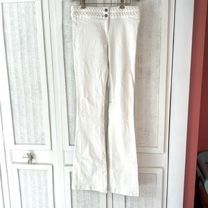 Veronica Beard braided Skinny Flare Highrise White Jeans Sz 8